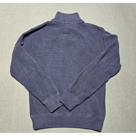 J. Crew Sweater Men's Large Blue Pullover 1/4 Snap Button Mock Neck Long Sleeve - Picture 4 of 6